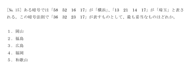 東京消防庁一類の問題（判断推理）