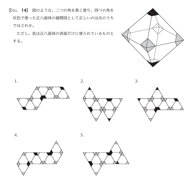 入国警備官採用試験の問題例（空間把握）