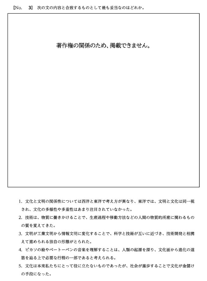 国家公務員（氷河期世代）の過去問（文章理解）